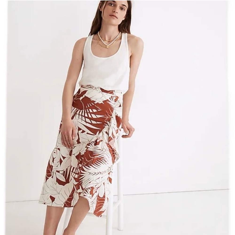 Madewell Linen-Blend Ruffle-Wrap Midi Skirt